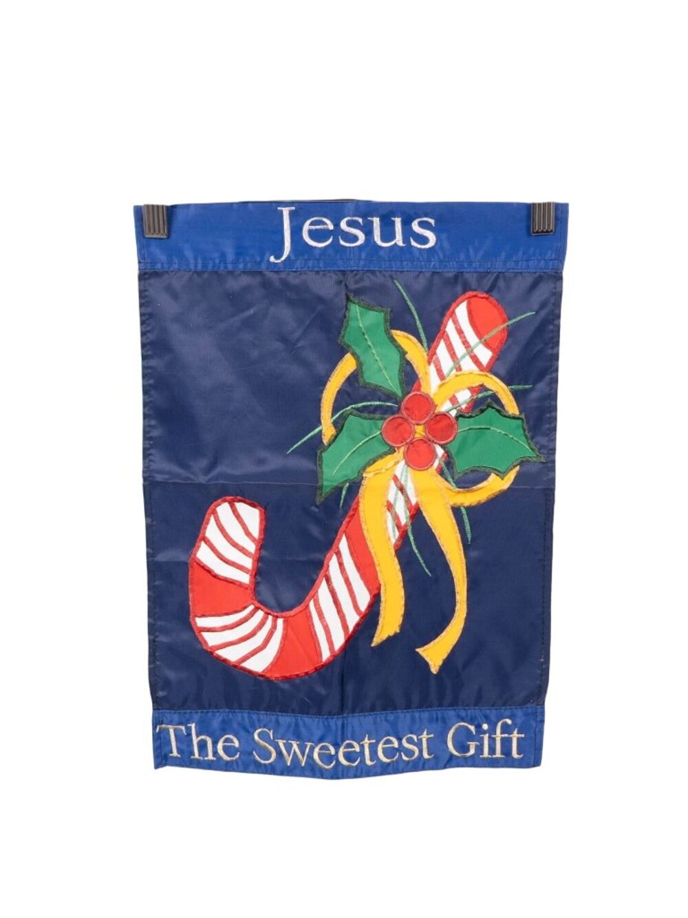 Jesus The Sweetest Gift Garden Flag Christmas Candy Cane Embroidered Outdoor